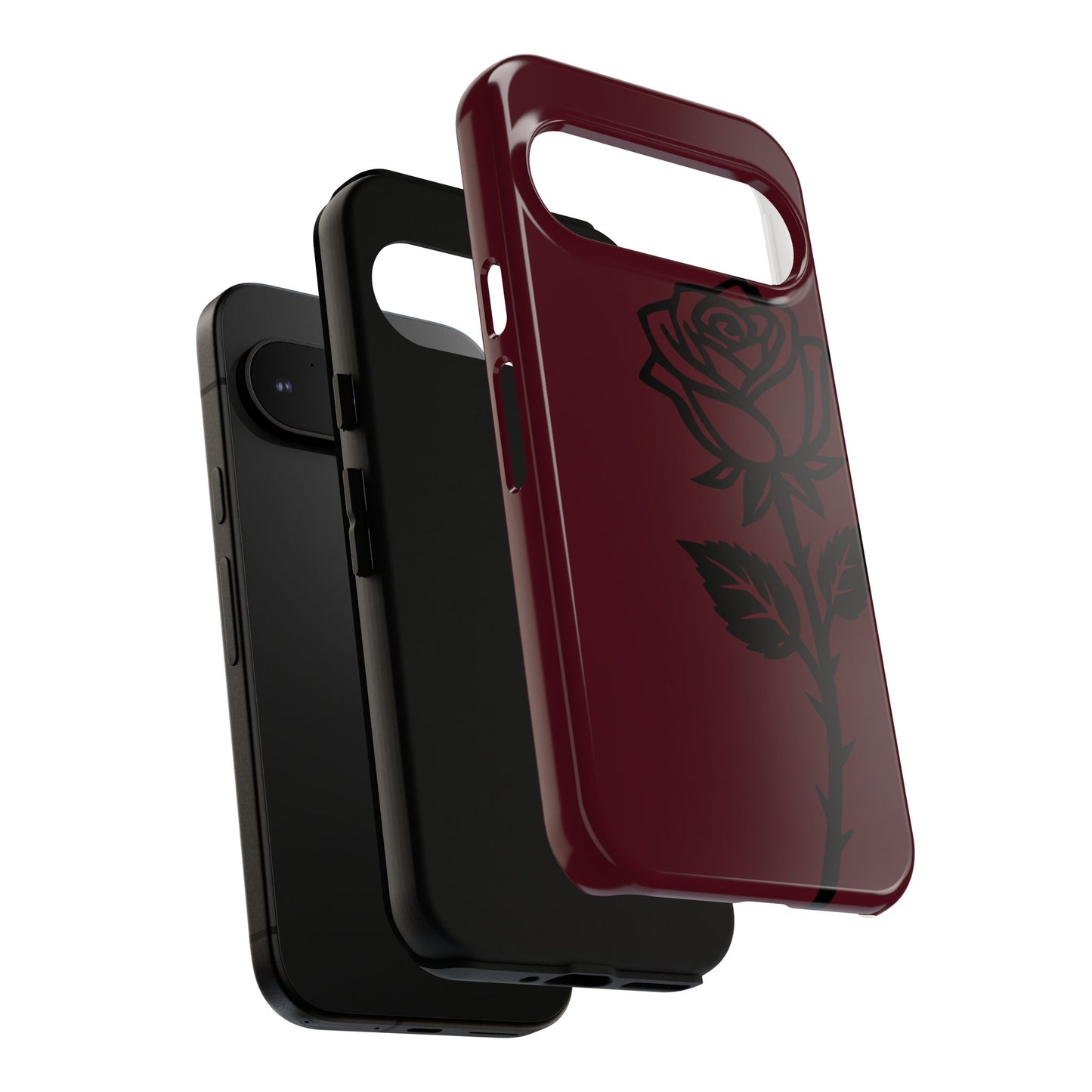 Black Rose Burgundy iPhone Case | Dark Aesthetic Shockproof Protective Cover