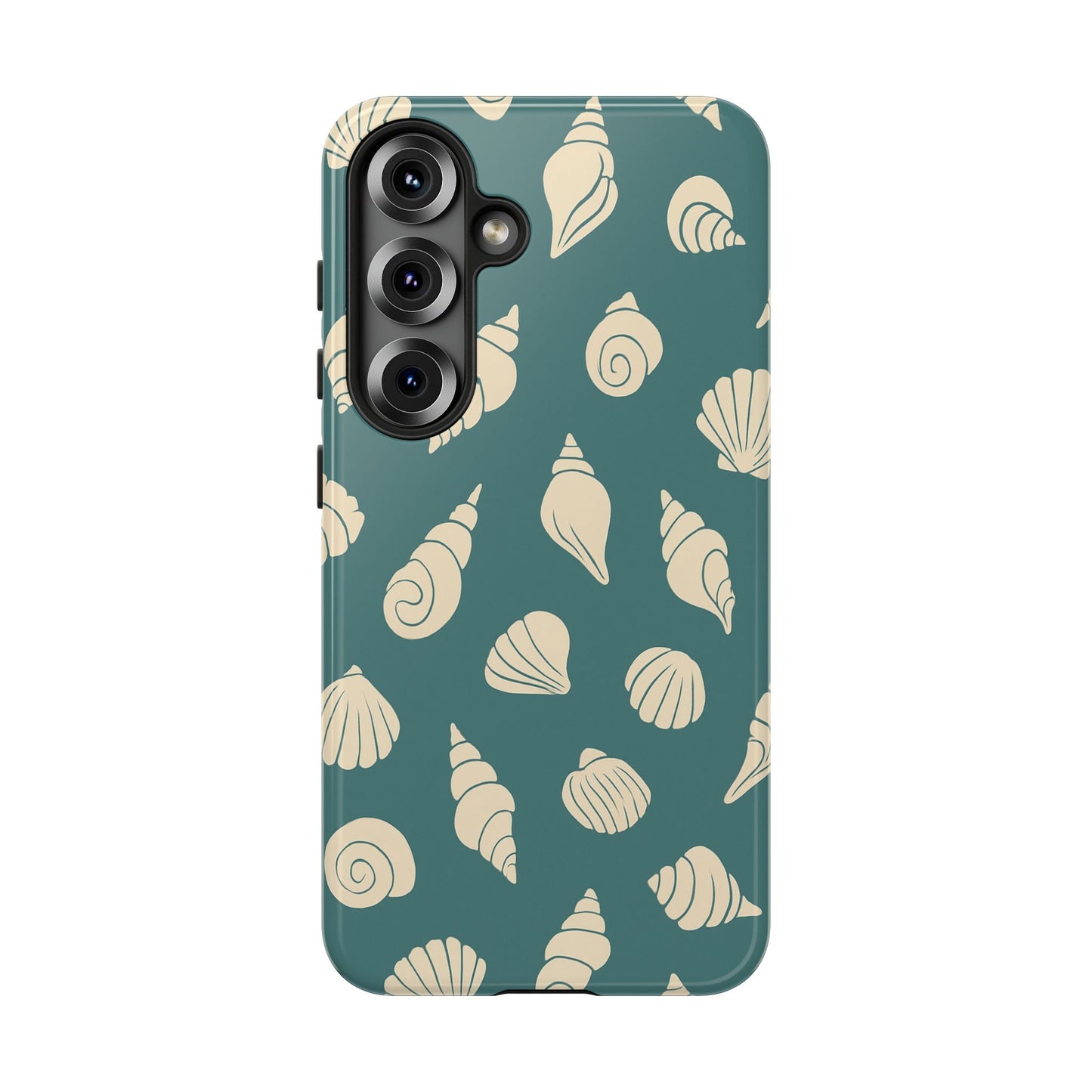 Seashell Pattern Phone Case | Teal Coastal Shells Tough Case for Iphone, Samsung Galaxy and Pixel