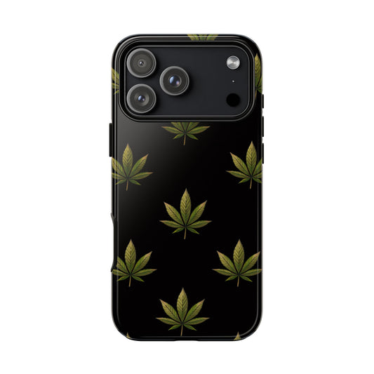 Cannabis Leaf Phone Case Green Weed Leaf Pattern Tough Protective Cover