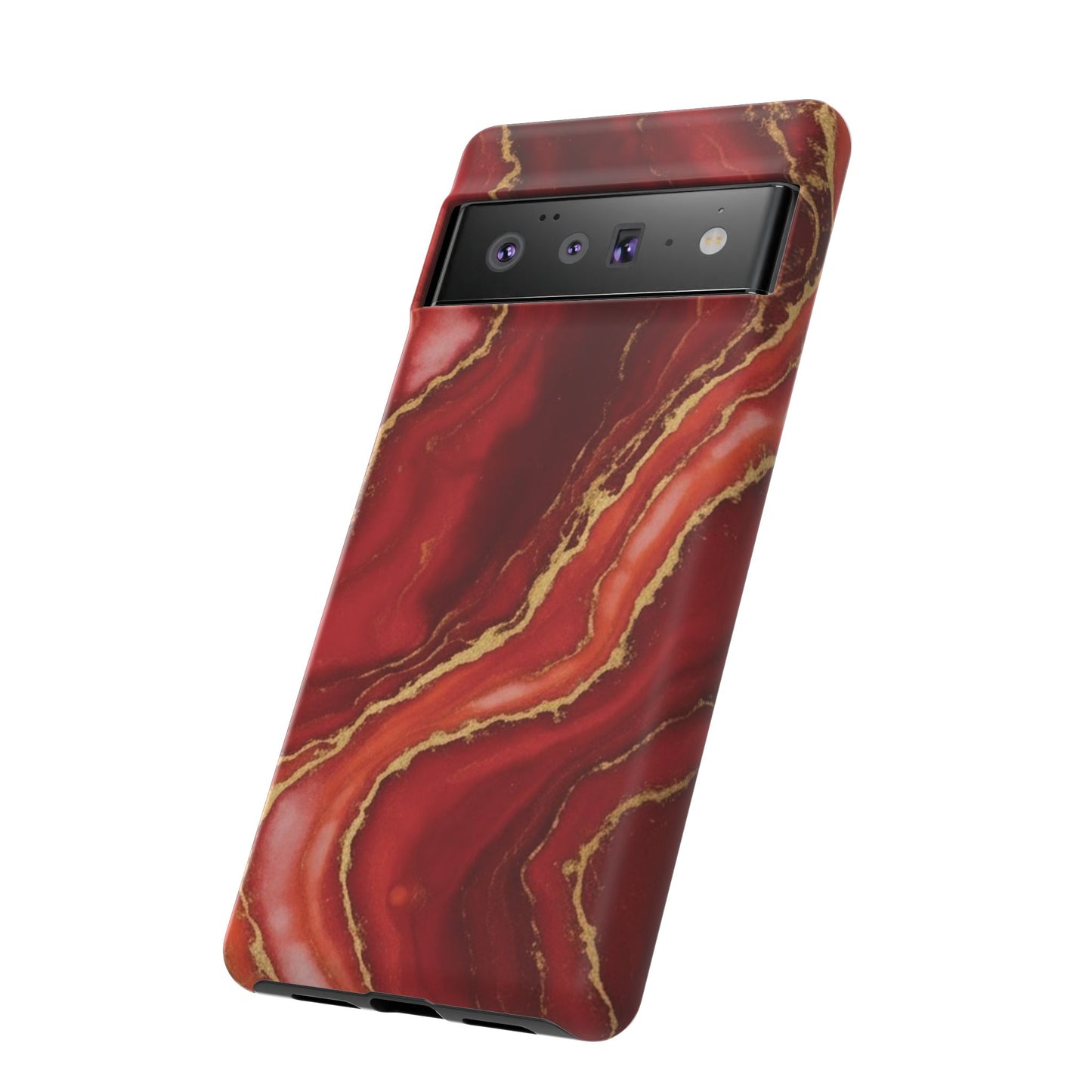 Red Agate Marble Phone Case with Gold Veins – Luxury Tough iPhone & Samsung Case