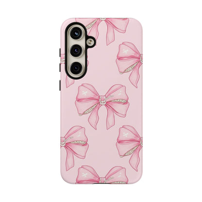 Pink Bow Pattern Phone Case | Coquette Aesthetic Tough Protective Case