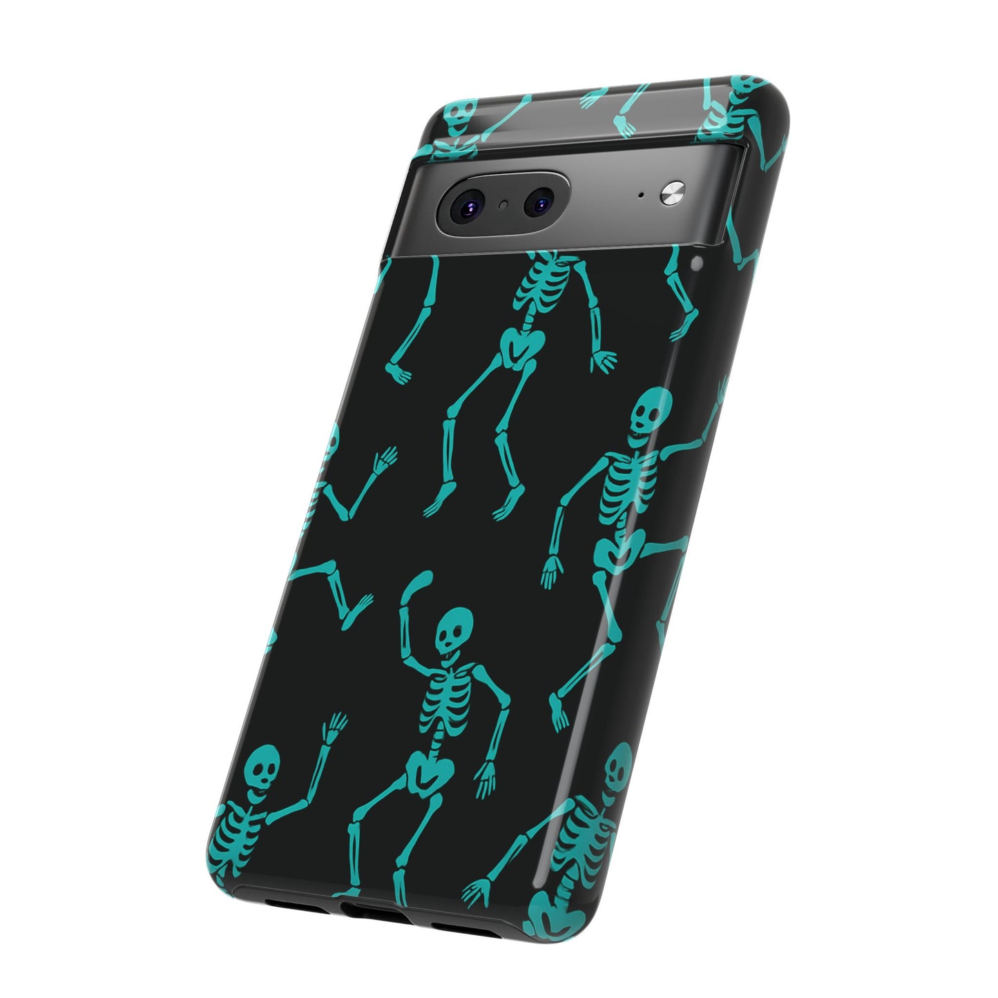 Dancing Teal Skeletons Phone Case | Tough Protective Case for Iphone, Samsung Galaxy and Pixel