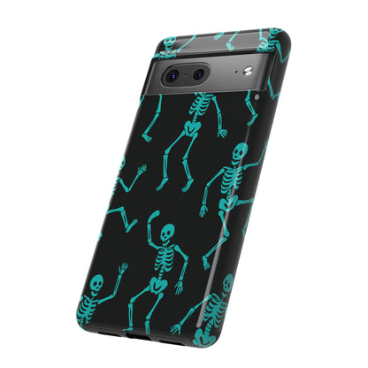 Dancing Teal Skeletons Phone Case | Tough Protective Case for Iphone, Samsung Galaxy and Pixel