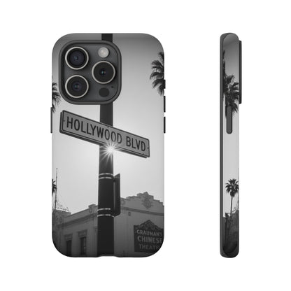 Hollywood Blvd Phone Case | Vintage Los Angeles Street Sign | Black & White LA Aesthetic