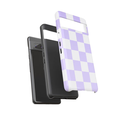 Lavender Checkerboard Phone Case | Pastel Aesthetic Checkered iPhone & Samsung Tough Case