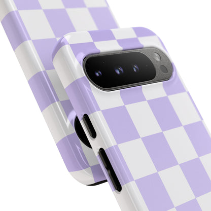 Lavender Checkerboard Phone Case | Pastel Aesthetic Tough Case