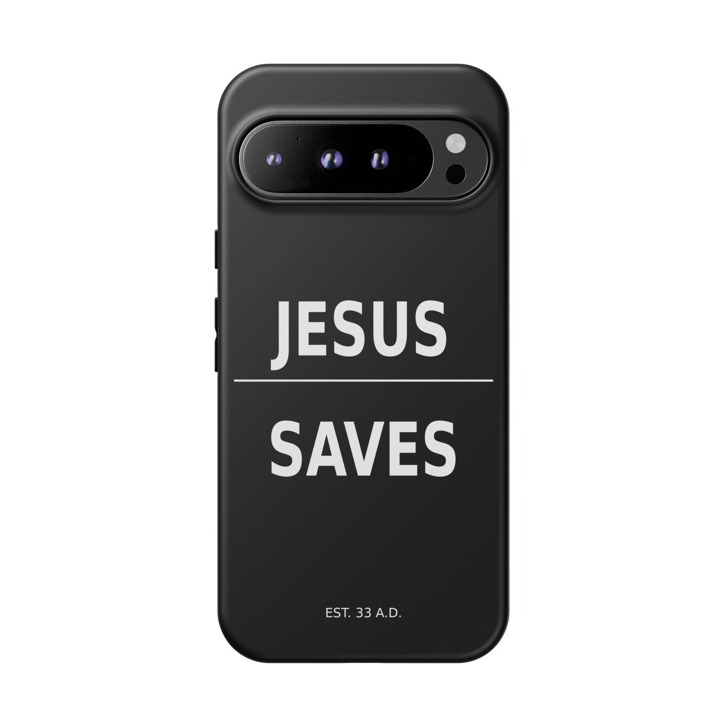 Jesus Saves Phone Case Christian Religious Minimalist Black Tough Cover