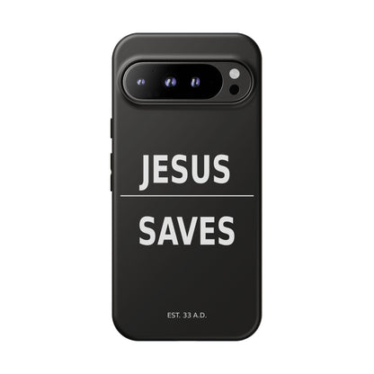 Jesus Saves Phone Case Christian Religious Minimalist Black Tough Cover