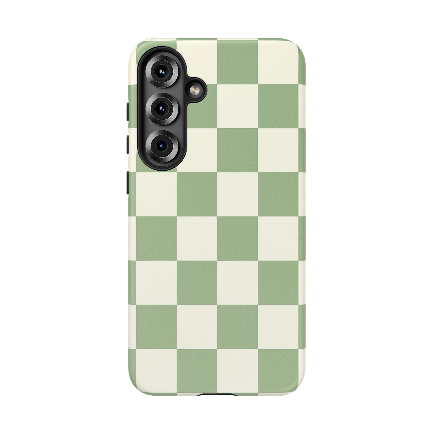 Sage Green Checkerboard Phone Case | Minimal Aesthetic Checkered iPhone & Samsung Tough Case