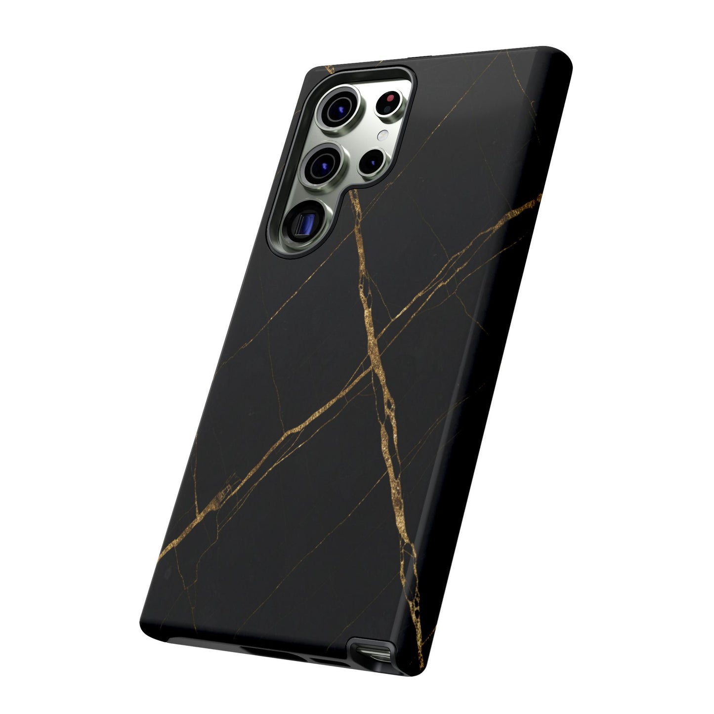 Black Marble Phone Case with Gold Veins – Luxury Minimal Aesthetic Tough Case