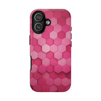 Hot Pink Hexagon Phone Case | Honeycomb Geometric Aesthetic | Cute Pink iPhone & Samsung Tough Protective Case