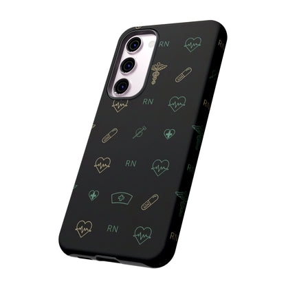 RN Nurse Phone Case – Minimal Medical Icon Pattern Healthcare Worker Tough Case