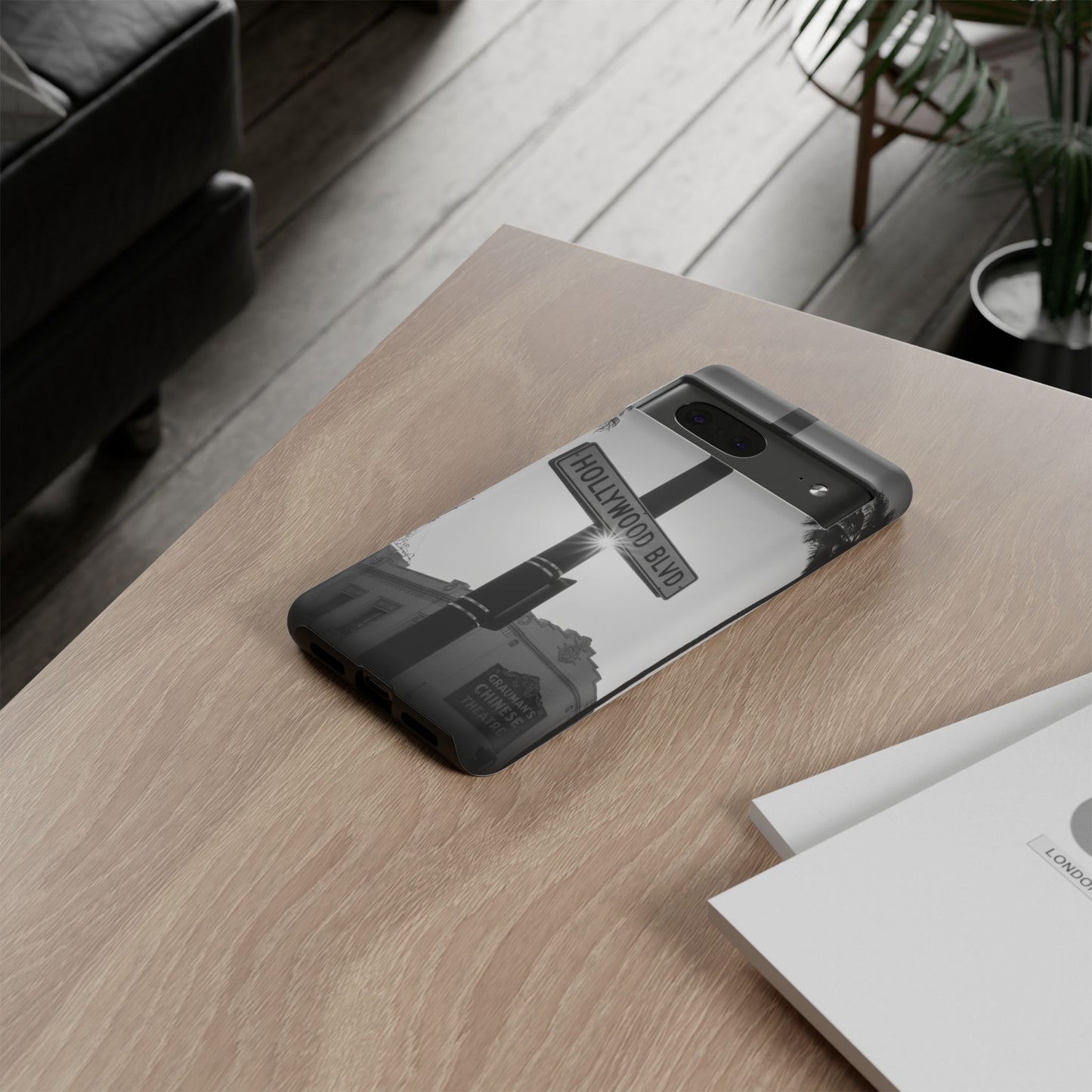 Hollywood Blvd Phone Case | Vintage Los Angeles Street Sign | Black & White LA Aesthetic