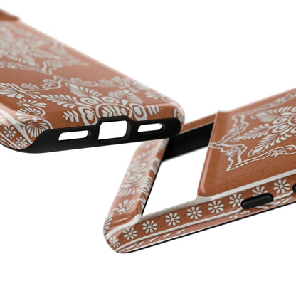 Talavera Terracotta Phone Case | Mexican Floral Pattern iPhone & Samsung Tough Case | Boho Clay Aesthetic Cover