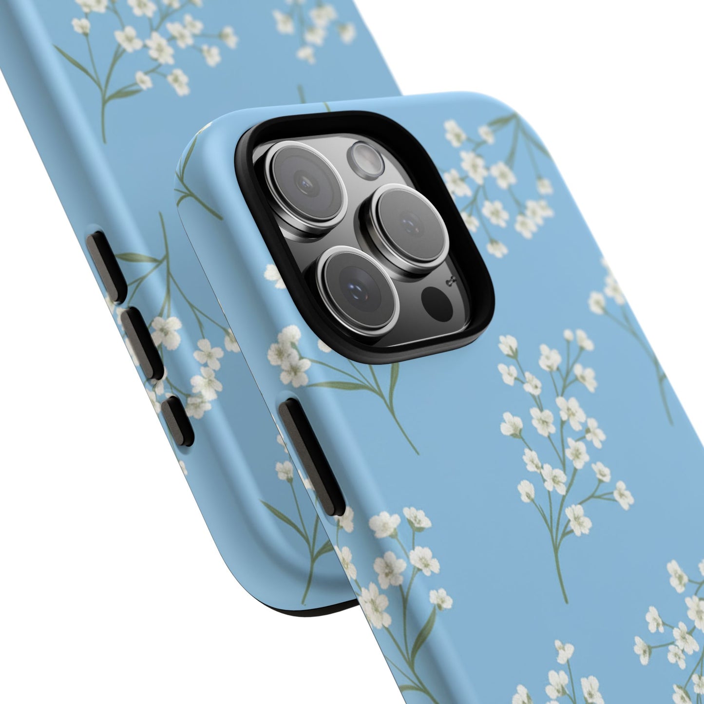 Baby’s Breath Floral Phone Case – Blue Minimal Flower Aesthetic Tough Case