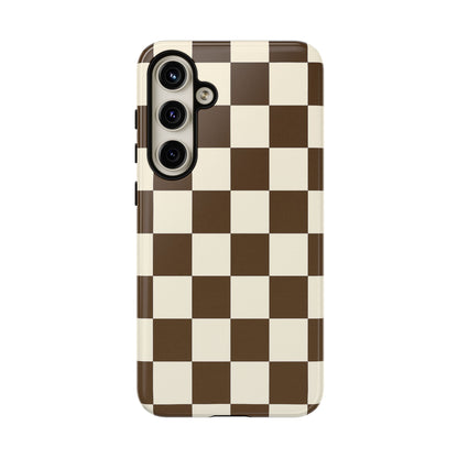 Mocha Checkerboard Phone Case | Neutral Aesthetic Tough Case