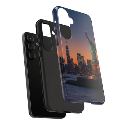 Statue of Liberty Sunset Phone Case – New York City Skyline Travel Aesthetic Tough Case