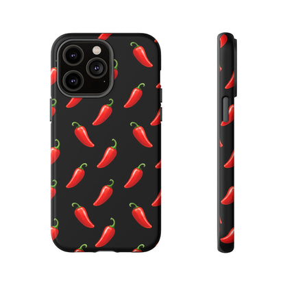Spicy Chili Pepper Phone Case – Black Cute Hot Pepper Tough Cover for Iphone, Samsung Galaxy and Pixel