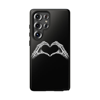 Skeleton Hands Heart Phone Case | Gothic Black Protective Cover