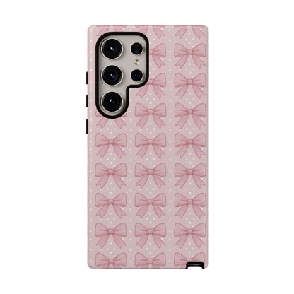 Pink Bow Pattern Phone Case – Soft Coquette Aesthetic Tough Case