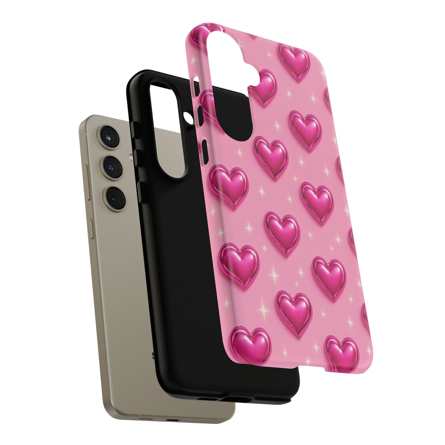 Pink Heart Pattern Phone Case | Tough Protective Case for Iphone, Samsung Galaxy and Pixel