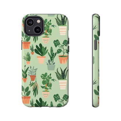 Plant Lover Phone Case | Cute Potted Plants Pattern | Botanical Aesthetic Tough Case