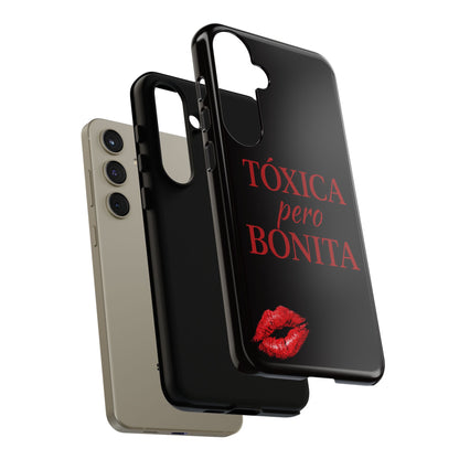 Toxica Pero Bonita Phone Case, Latina Quote Case, Red Lips Aesthetic, Spanish Saying Case, Trendy Tough Cover
