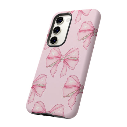 Pink Bow Pattern Phone Case | Coquette Aesthetic Tough Protective Case