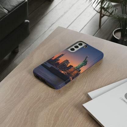 Statue of Liberty Sunset Phone Case – New York City Skyline Travel Aesthetic Tough Case