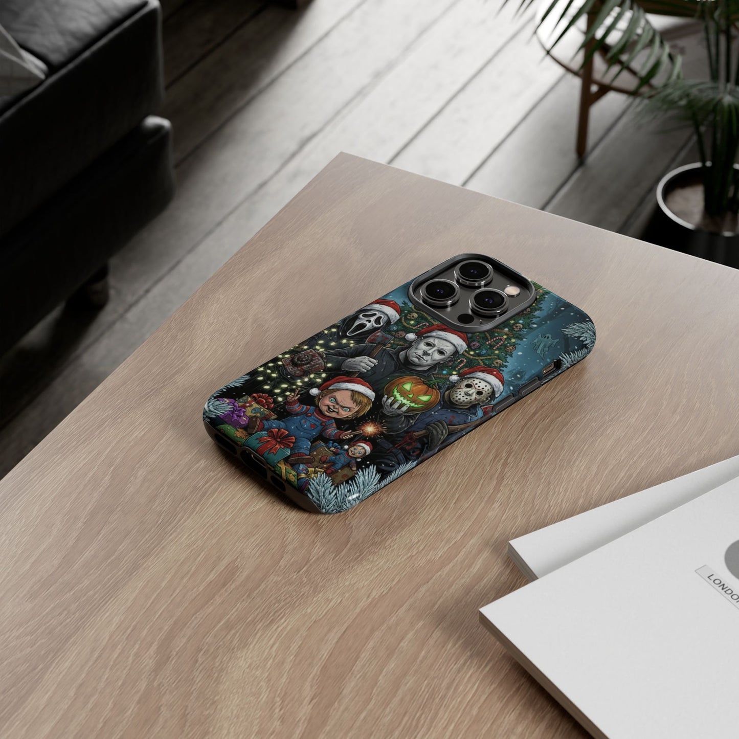 Christmas Horror Phone Case – Festive Slasher Collage Tough Case (iPhone, Samsung, Pixel)