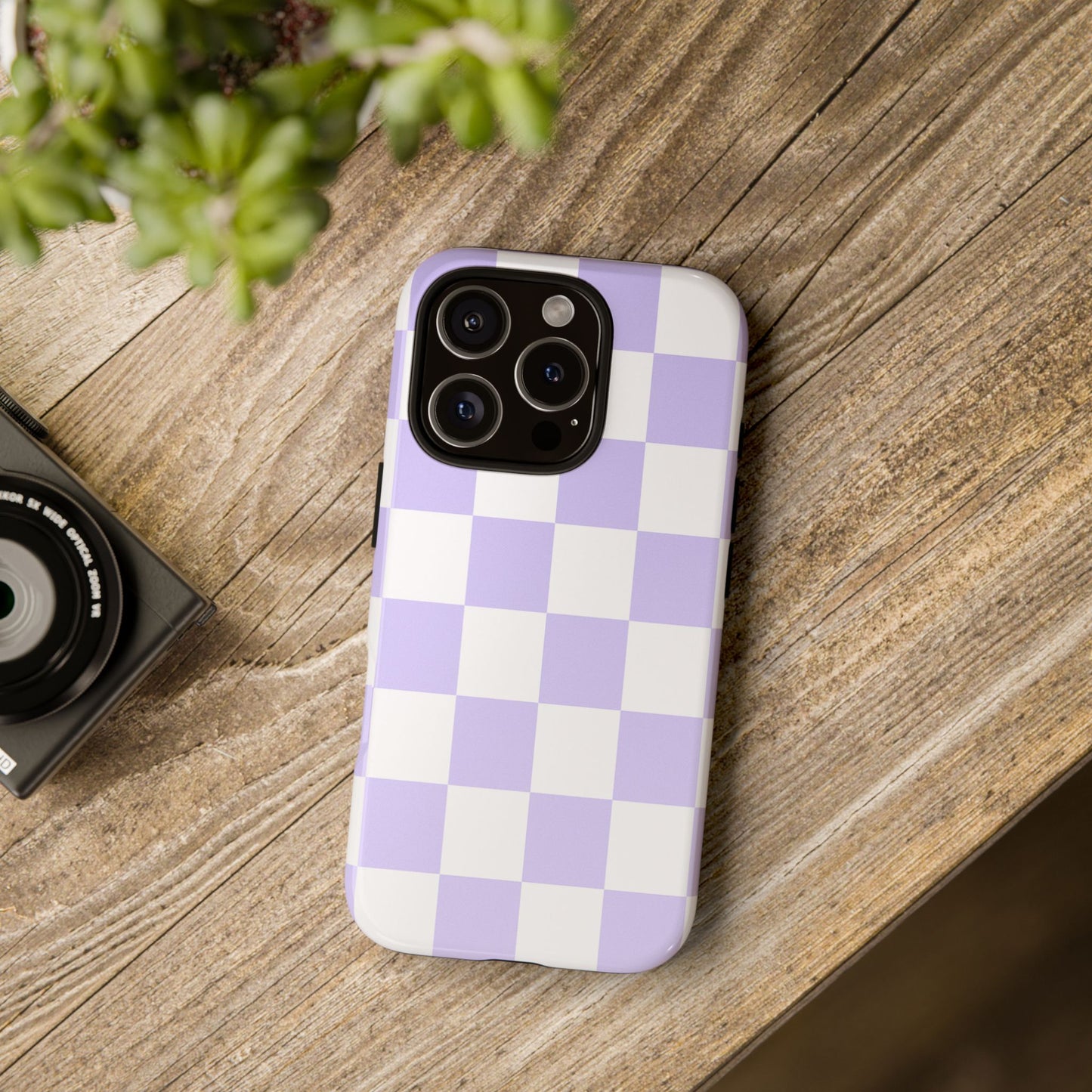 Lavender Checkerboard Phone Case | Pastel Aesthetic Checkered iPhone & Samsung Tough Case