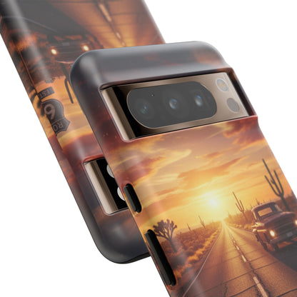 Route 66 Sunset Desert Highway Phone Case – Road Trip Travel Aesthetic Tough Case