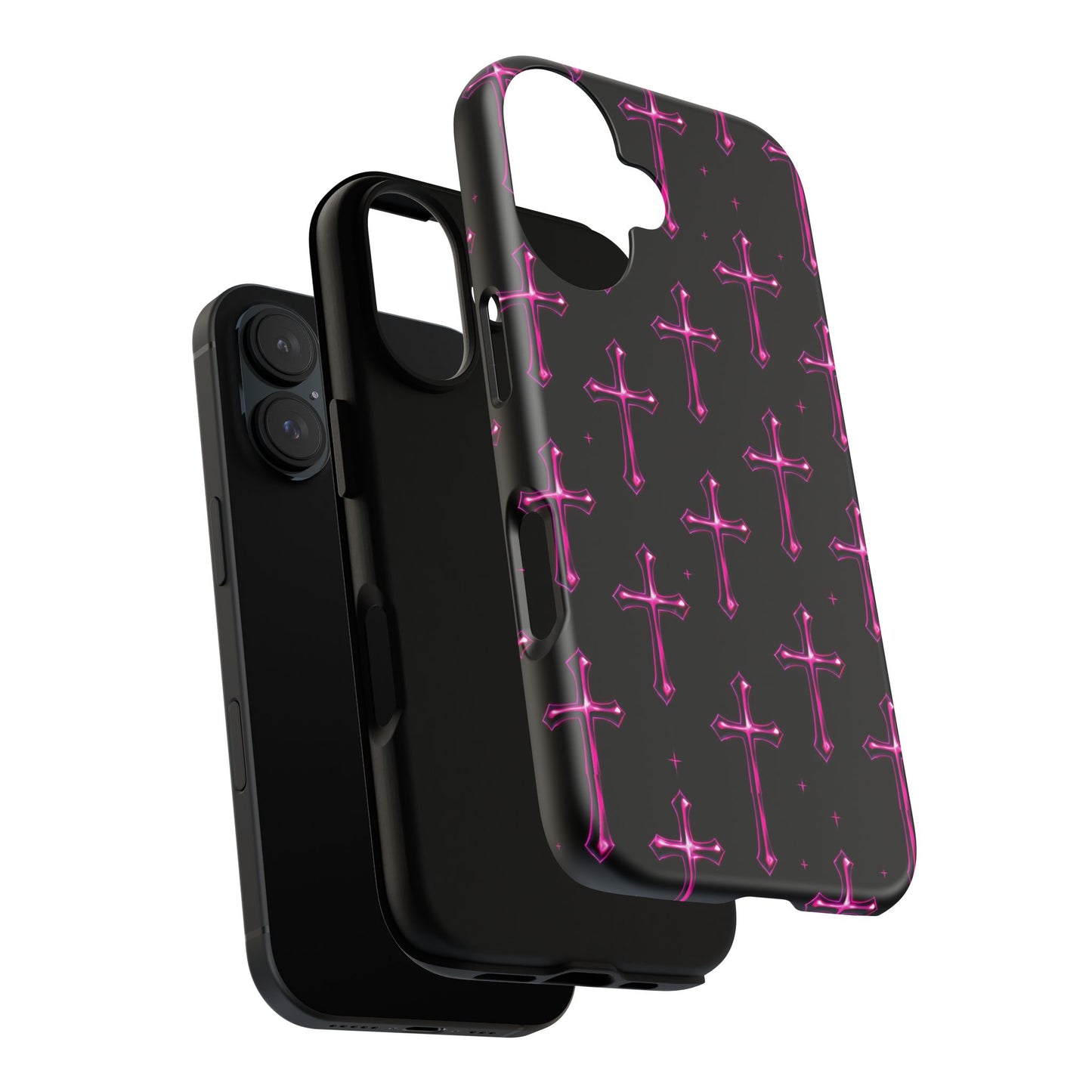 Neon Pink Cross Pattern Phone Case | Tough Protective Case for Iphone, Samsung Galaxy and Pixel
