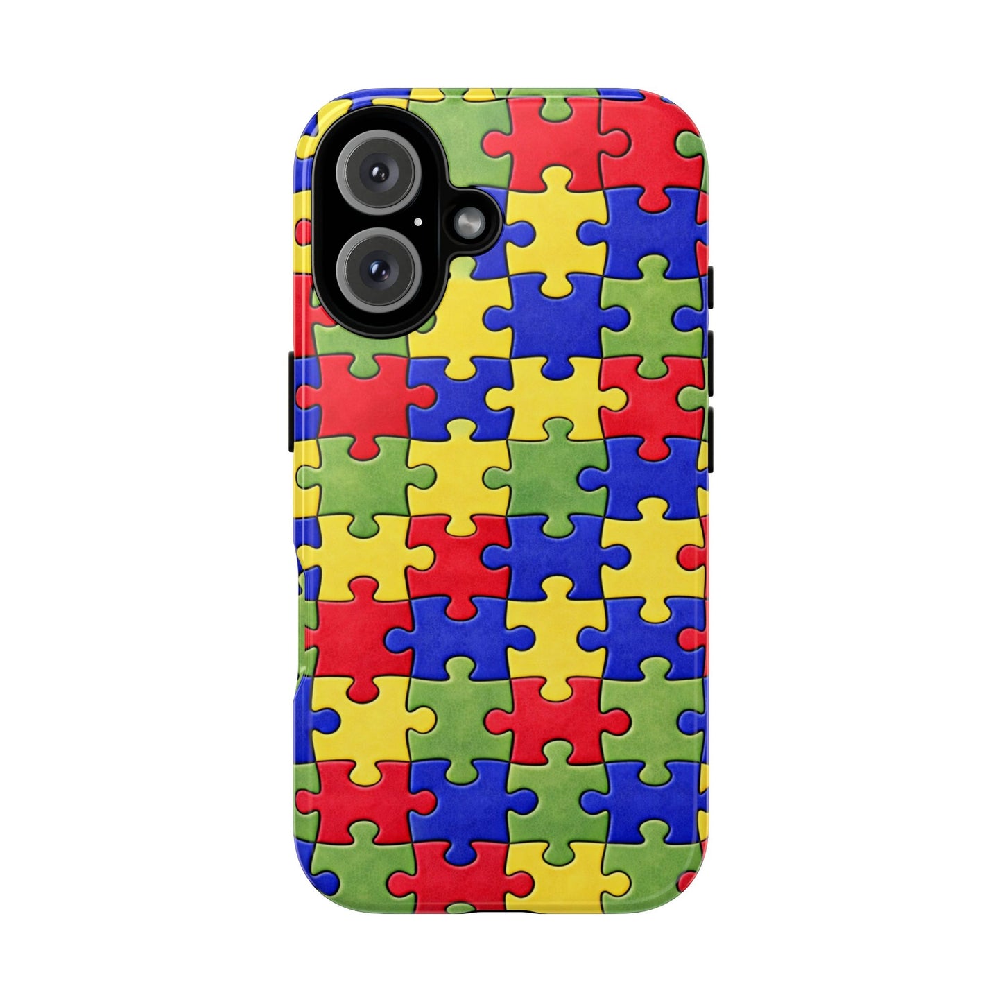 Colorful Puzzle Phone Case, Autism Awareness Jigsaw Design, Tough Protective Case, iPhone & Samsung Case, Vibrant Puzzle Pattern