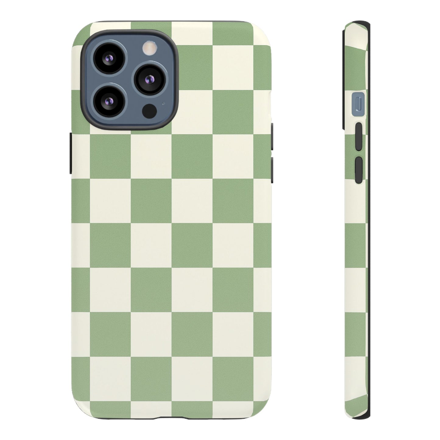 Sage Green Checkerboard Phone Case | Minimal Aesthetic Tough Case