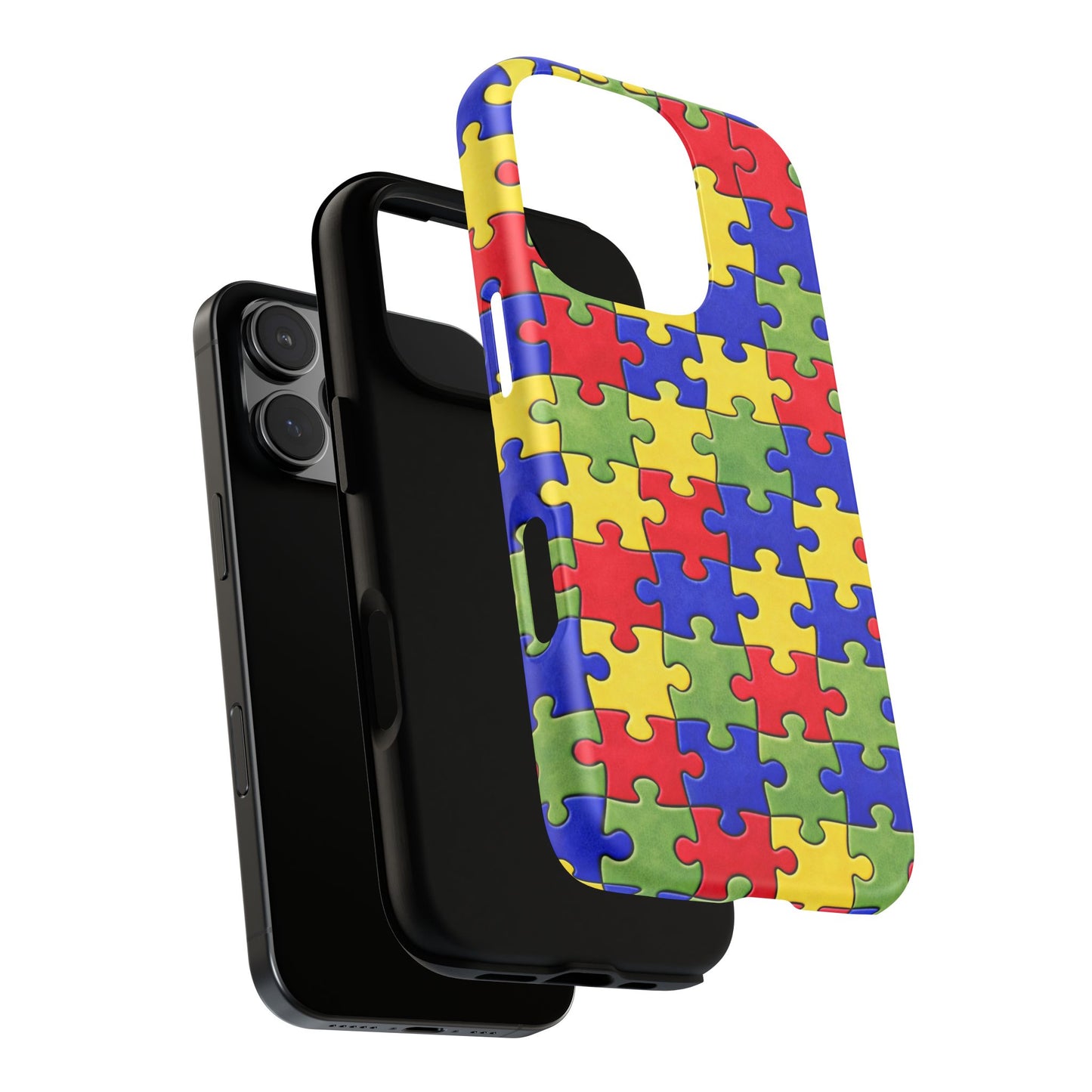 Colorful Puzzle Phone Case, Autism Awareness Jigsaw Design, Tough Protective Case, iPhone & Samsung Case, Vibrant Puzzle Pattern