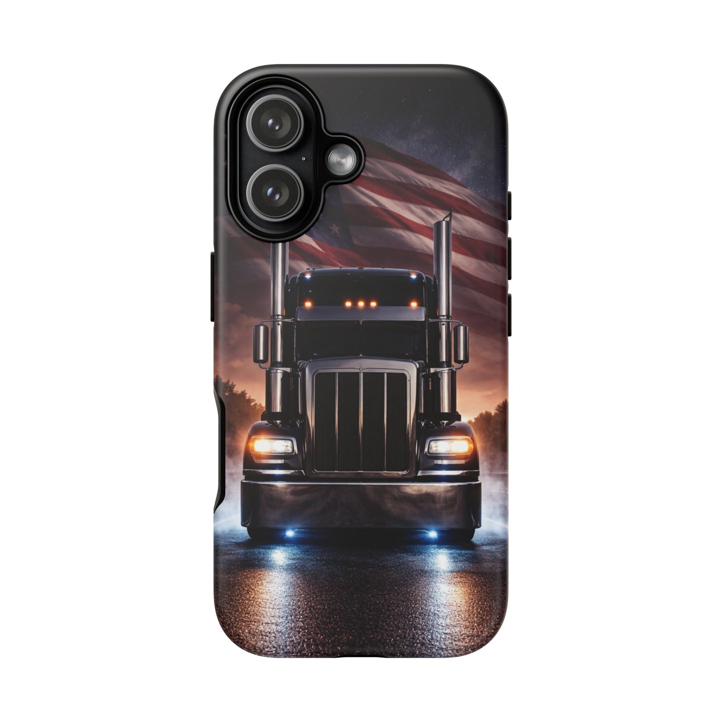 Semi Truck Phone Case American Flag Big Rig Trucker Gift iPhone Samsung