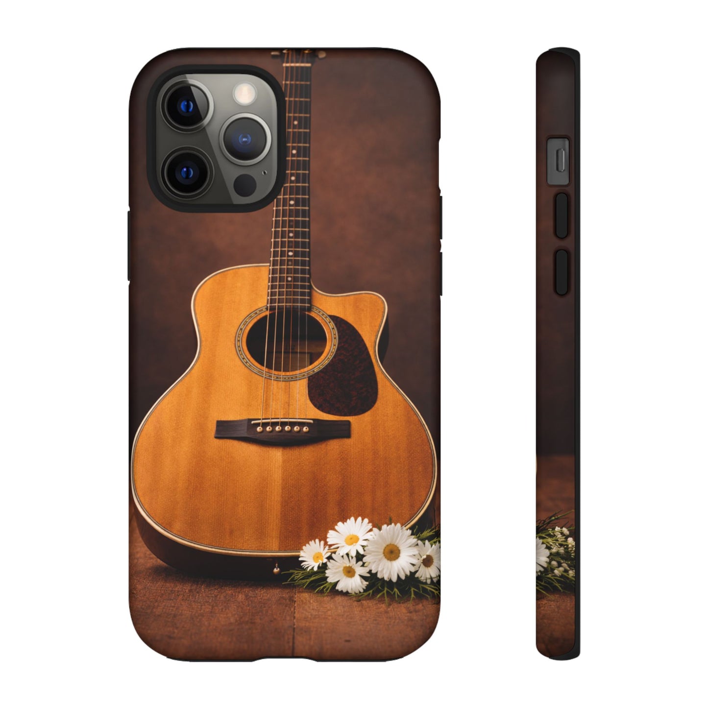 Acoustic Guitar Daisy Phone Case | Rustic Music Lover Tough Cover