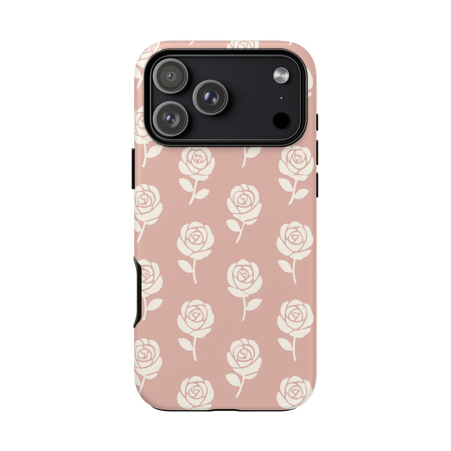 White Rose Pattern Tough Phone Case | Elegant Floral Aesthetic Case for Iphone, Samsung Galaxy and Pixel