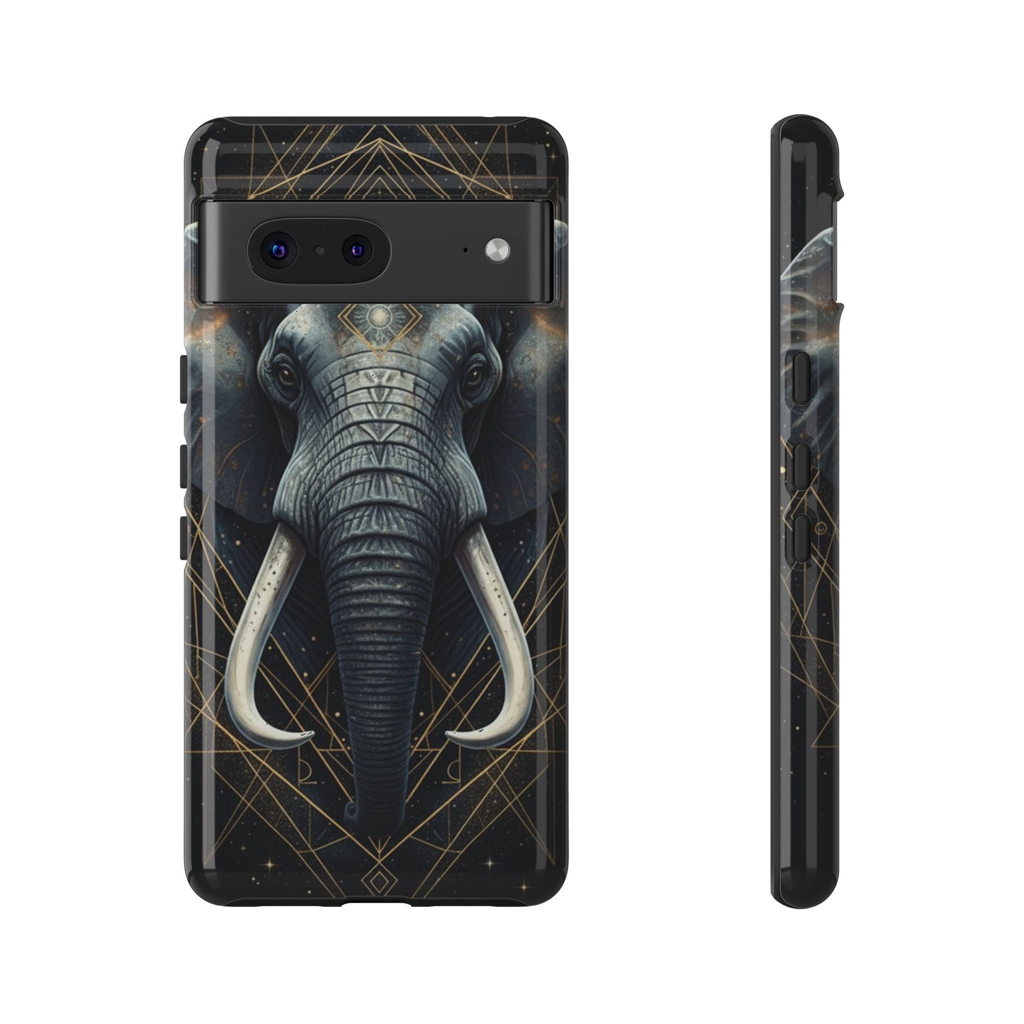 Elephant Mandala Phone Case – Black and Gold Spiritual Elephant Tough Protective Case