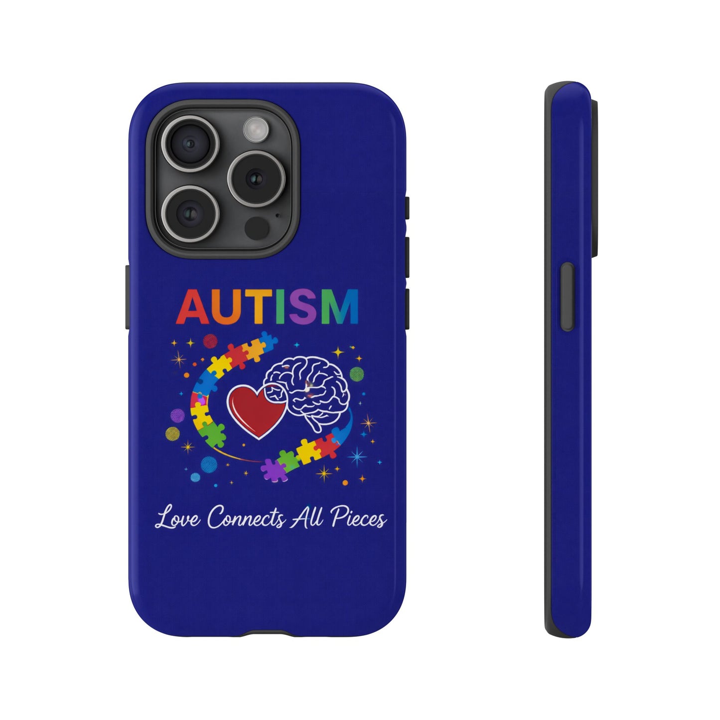 Autism Awareness Tough Case – "Love Connects All Pieces" Phone Case for Iphone, Samsung Galaxy and Pixel