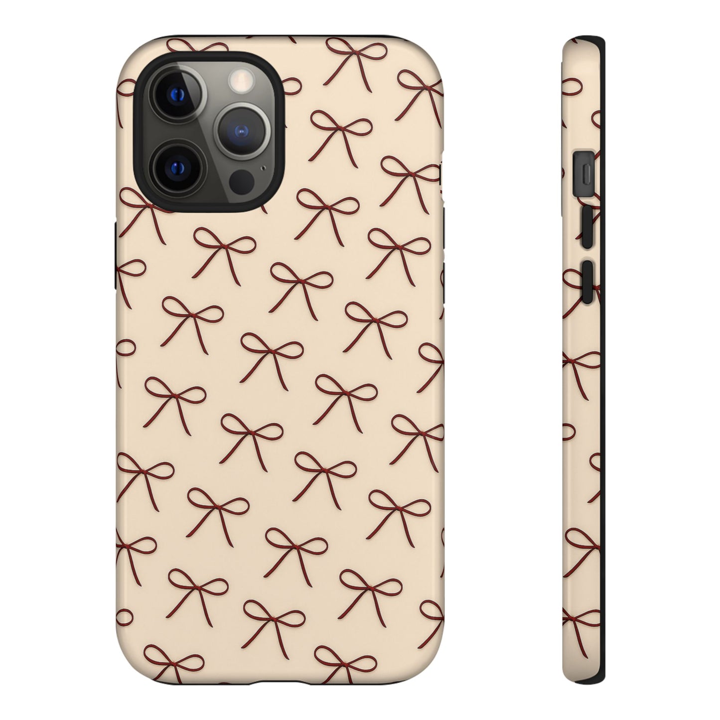 Coquette Bow Phone Case | Neutral Beige Aesthetic iPhone & Samsung Tough Case