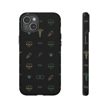 RN Nurse Phone Case – Minimal Medical Icon Pattern Healthcare Worker Tough Case