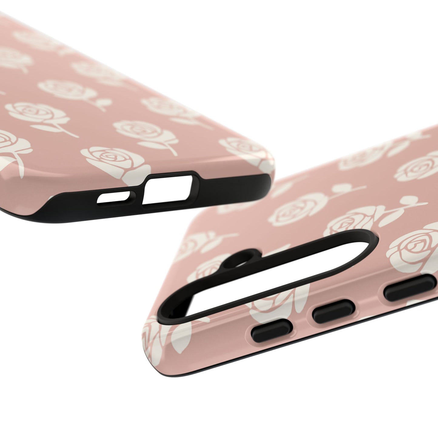 White Rose Pattern Tough Phone Case | Elegant Floral Aesthetic Case for Iphone, Samsung Galaxy and Pixel