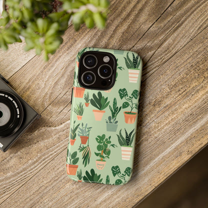 Plant Lover Phone Case | Cute Potted Plants Pattern | Botanical Aesthetic Tough Case