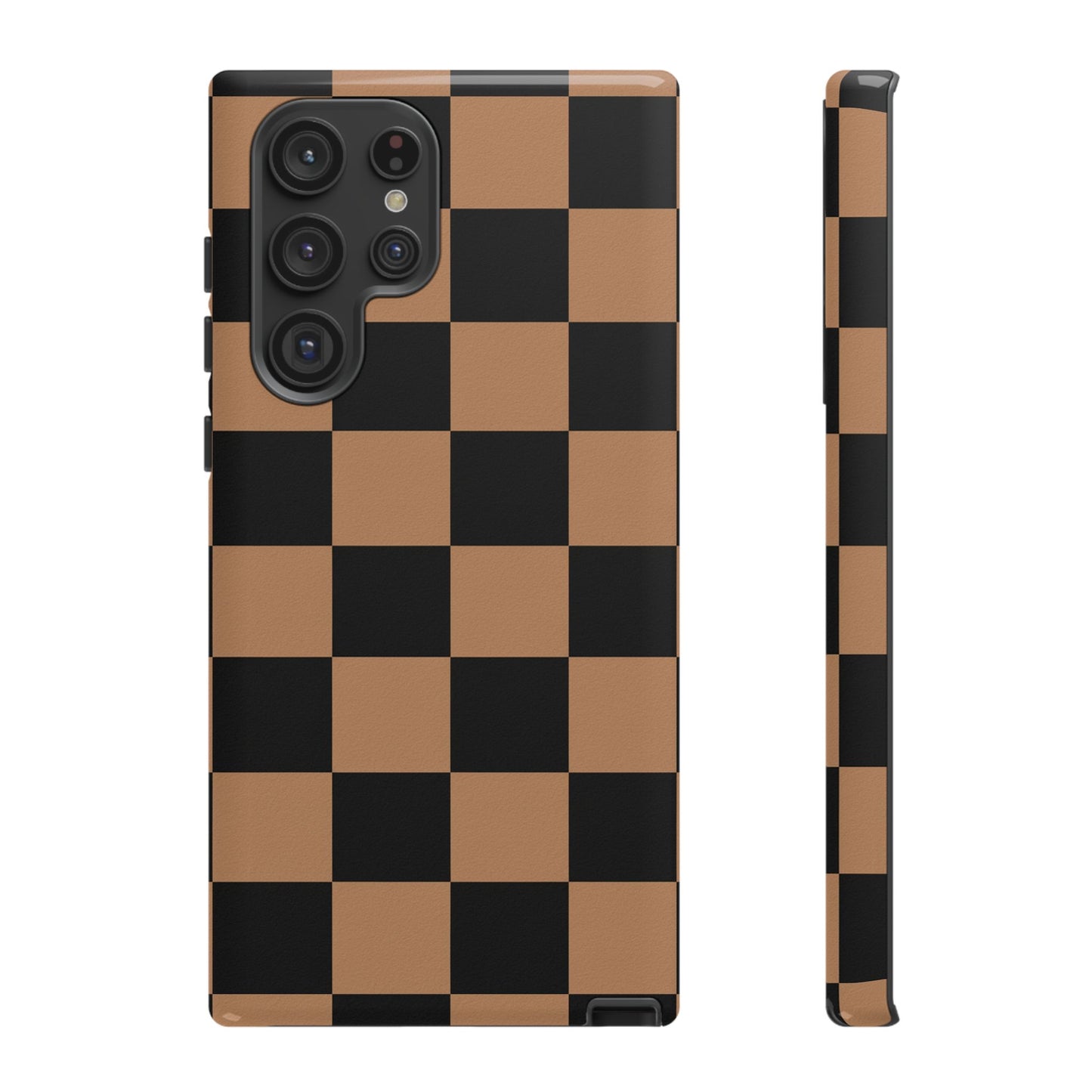 Brown Checkered Phone Case | Aesthetic Checkerboard iPhone & Samsung Tough Case