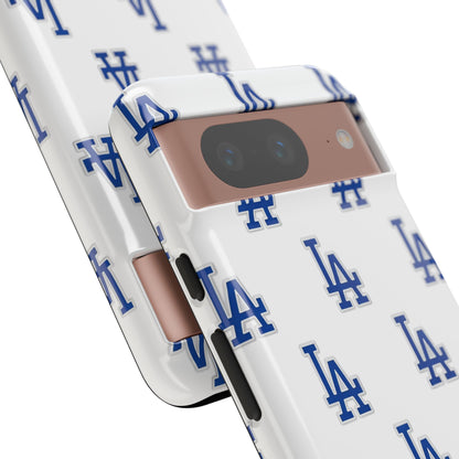 Blue LA Monogram Pattern Phone Case | Minimal Baseball Inspired Tough Cover