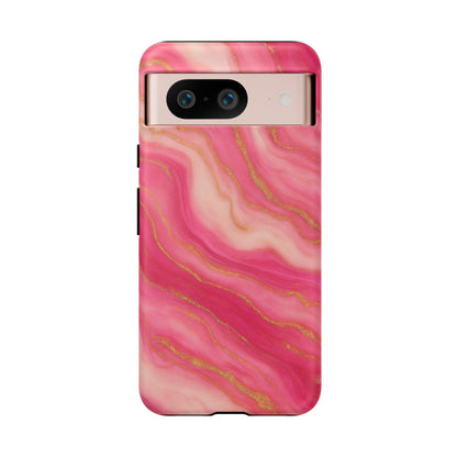 Pink Marble Phone Case | Rose Gold Swirl Aesthetic Tough Protective Case