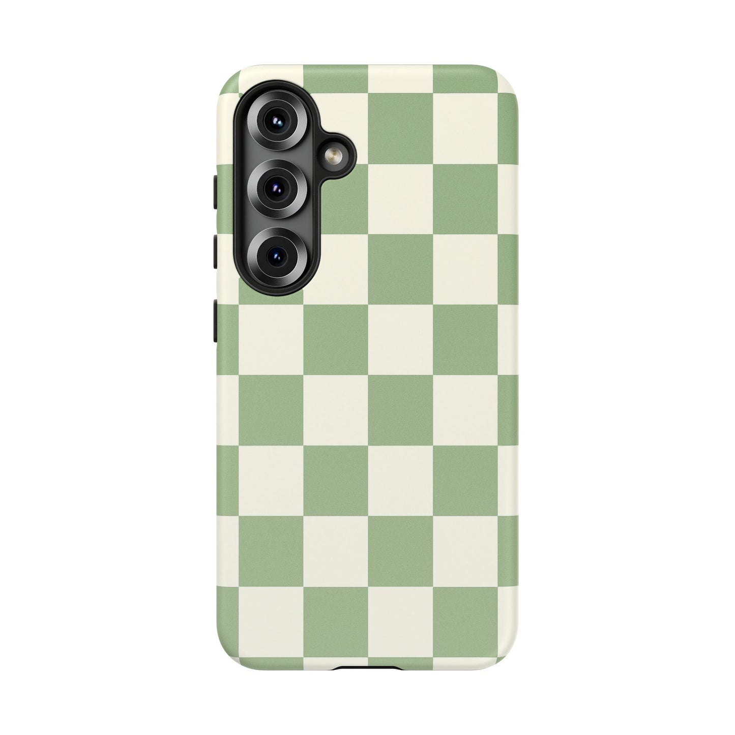 Sage Green Checkerboard Phone Case | Minimal Aesthetic Tough Case