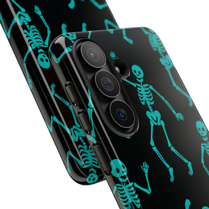Dancing Teal Skeletons Phone Case | Tough Protective Case for Iphone, Samsung Galaxy and Pixel